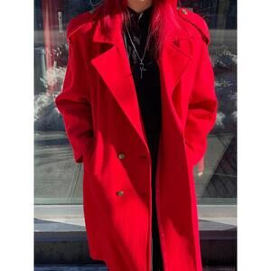 Red Wool Doublebreasted Overcoat